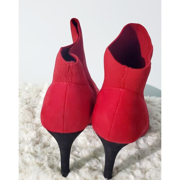 Mia Red High Heel Sock Boot Size 8.5 Holidays Office Minimalist Sexy Western - Picture 4 of 7